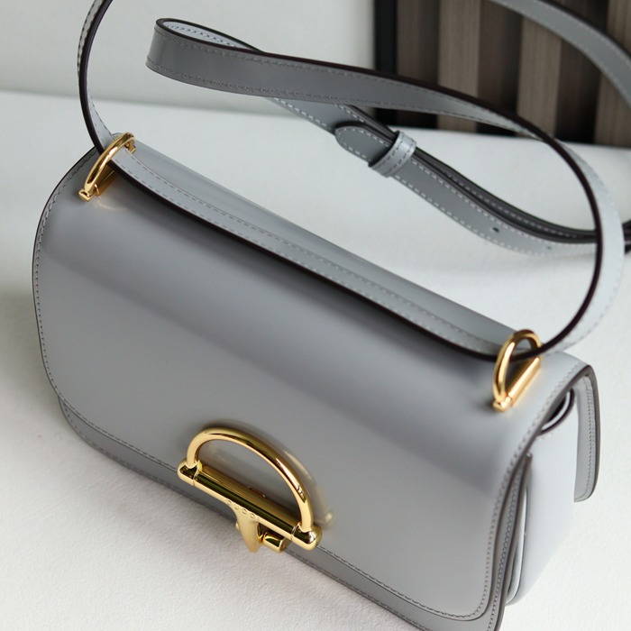 GUCCI 846705 レザー グレー、ゴールド ショルダーバッグ 馬銜、クラシック 22cm サイズ:22.5x14x8cm