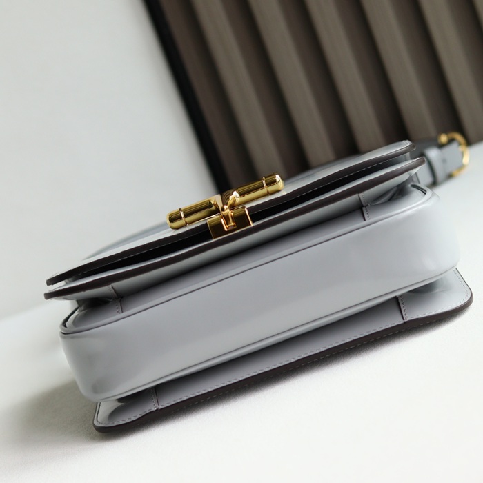 GUCCI 846705 レザー グレー、ゴールド ショルダーバッグ 馬銜、クラシック 22cm サイズ:22.5x14x8cm