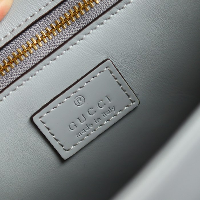 GUCCI 846705 レザー グレー、ゴールド ショルダーバッグ 馬銜、クラシック 22cm サイズ:22.5x14x8cm