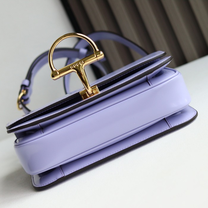GUCCI 846705 レザー ゴールド、パープル ショルダーバッグ 馬銜、クラシック 22cm サイズ:22.5x14x8cm