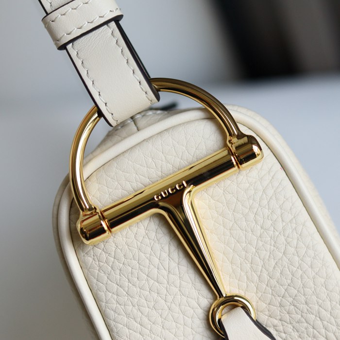 GUCCI 860784 カーフレザー、レザー ホワイト、ブラウン、ゴールド ハンドバッグ 馬銜、クラシック 20x19cm サイズ:20x19cm