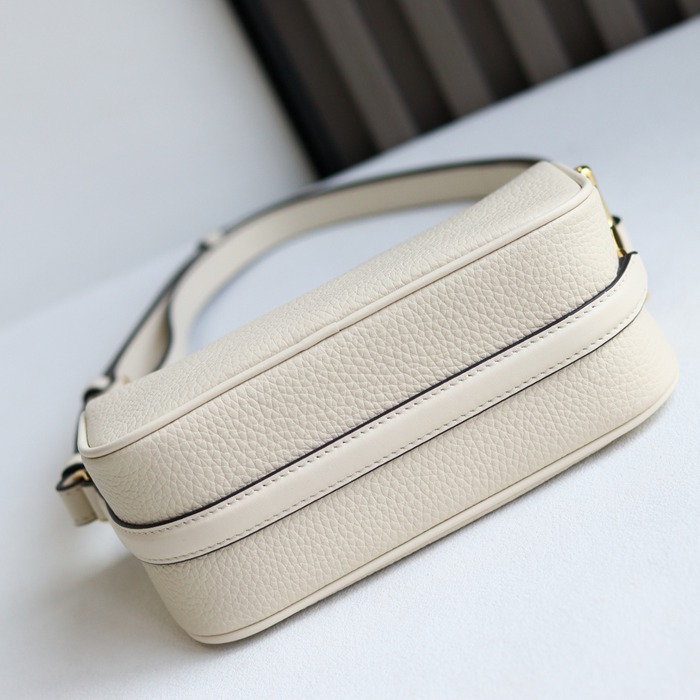 GUCCI 860784 カーフレザー、レザー ホワイト、ブラウン、ゴールド ハンドバッグ 馬銜、クラシック 20x19cm サイズ:20x19cm