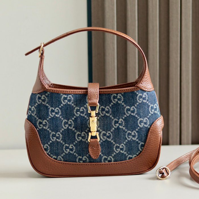 GUCCI 637092 デニム 脇下バッグ 限定 19cm サイズ:19x13x3cm