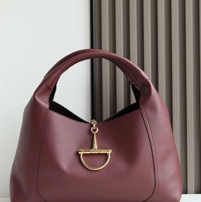 GUCCI 837466 カーフレザー、レザー ブラック、ブラウン、ゴールド ショルダーバッグ、財布 馬銜、クラシック 46x26x16cm サイズ:46x26x16cm