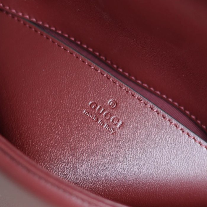 GUCCI 837280 ラムレザー、レザー ブラウン、ゴールド ハンドバッグ GG、マルモント、新作 22x12cm サイズ:22x12cm