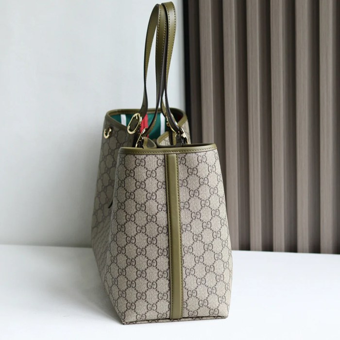 GUCCI 815213 レザー ホワイト、ベージュ トートバッグ GG、新作 38x25x15cm サイズ:38x25x15cm