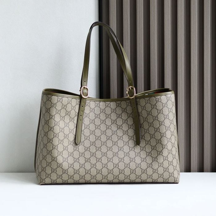GUCCI 815213 レザー ホワイト、ベージュ トートバッグ GG、新作 38x25x15cm サイズ:38x25x15cm