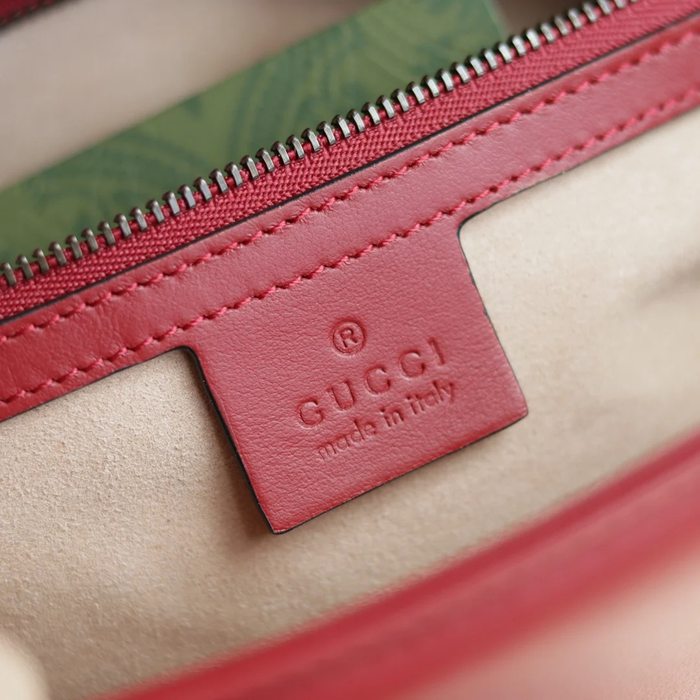 GUCCI 443497 カーフレザー レッド チェーンバッグ GG、マルモント 26x15cm サイズ:26x15cm