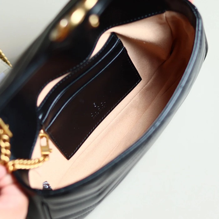 GUCCI 751526 カーフレザー、本革 斜め掛けバッグ、チェーンバッグ、カードケース、ハンドバッグ GG、マルモント、クラシック 21x12cm サイズ:21x12cm