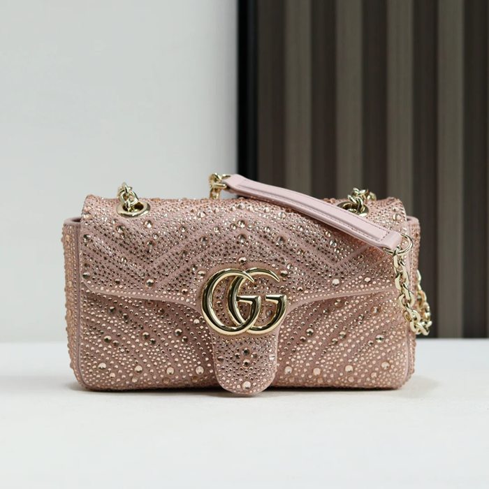 GUCCI 837280 斜め掛けバッグ、ハンドバッグ GG、マルモント 22cm サイズ:23x14x6cm