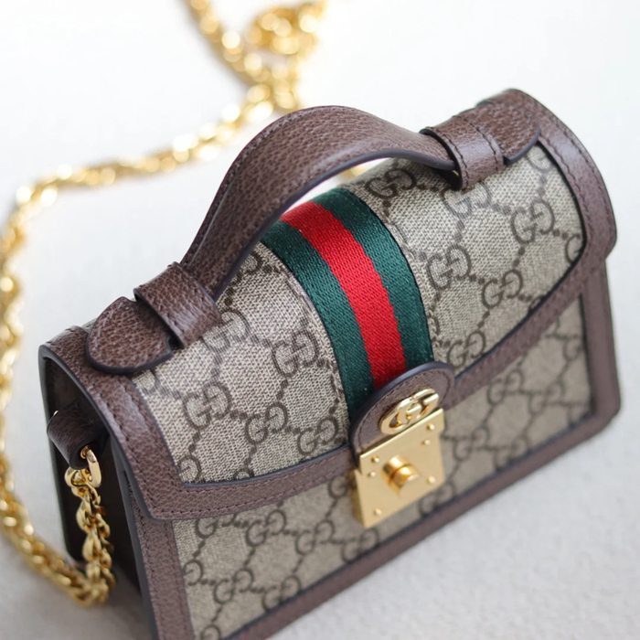 GUCCI 696180 キャンバス ブラウン 斜め掛けバッグ、ショルダーバッグ、ハンドバッグ オフィディア、GG、クラシック 18x13cm サイズ:18x13cm