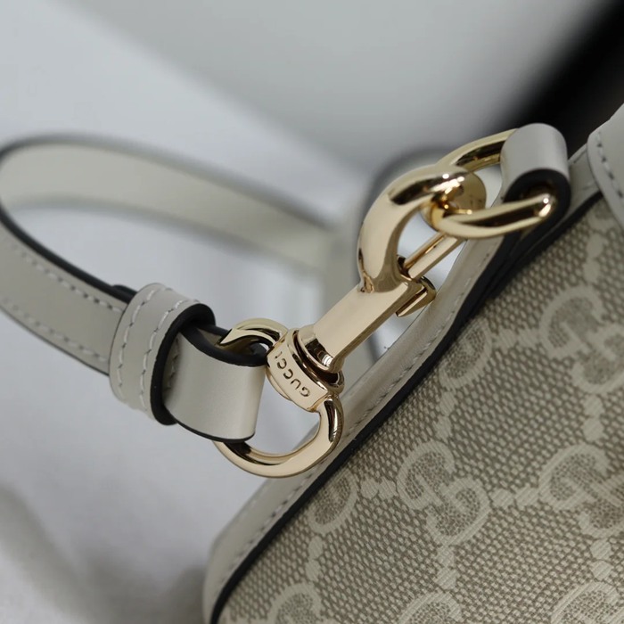 GUCCI 855491 レザー ブラウン、ベージュ 斜め掛けバッグ、ハンドバッグ GG 18cm サイズ:18x15x6.5cm
