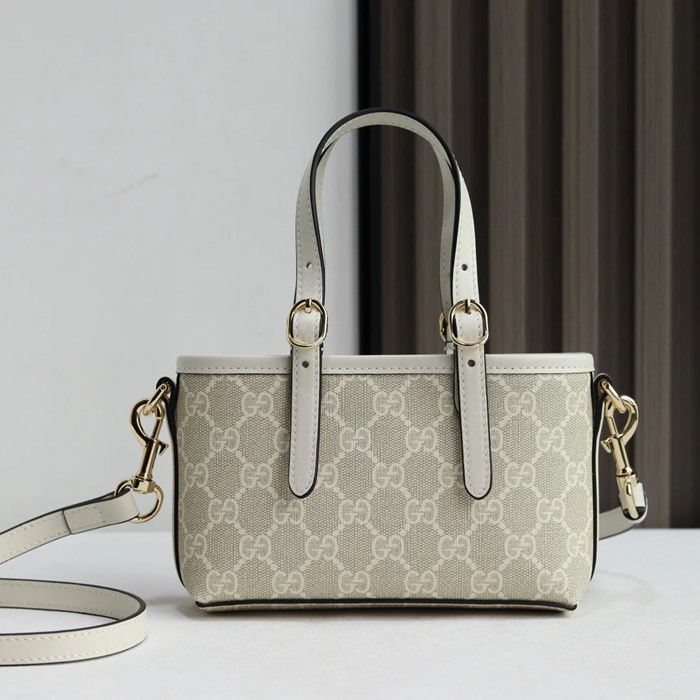 GUCCI 855491 レザー ブラウン、ベージュ 斜め掛けバッグ、ハンドバッグ GG 18cm サイズ:18x15x6.5cm