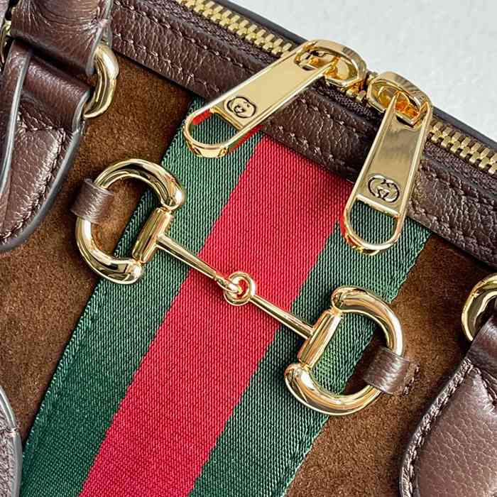 GUCCI 866734 レザー ブラウン 斜め掛けバッグ、ハンドバッグ 38x22x13cm サイズ:38x22x13cm