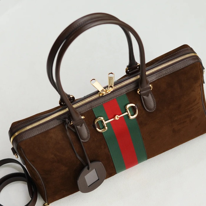 GUCCI 866734 レザー ブラウン 斜め掛けバッグ、ハンドバッグ 38x22x13cm サイズ:38x22x13cm