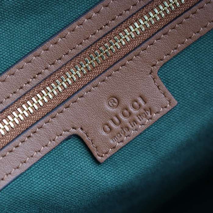 GUCCI 857595 カーフレザー、キャンバス ブラウン 斜め掛けバッグ、ショルダーバッグ、ハンドバッグ、化粧ポーチ、円筒バッグ、ハンドバッグ バニティ、クラシック 30x20x16cm サイズ:30x20x16cm