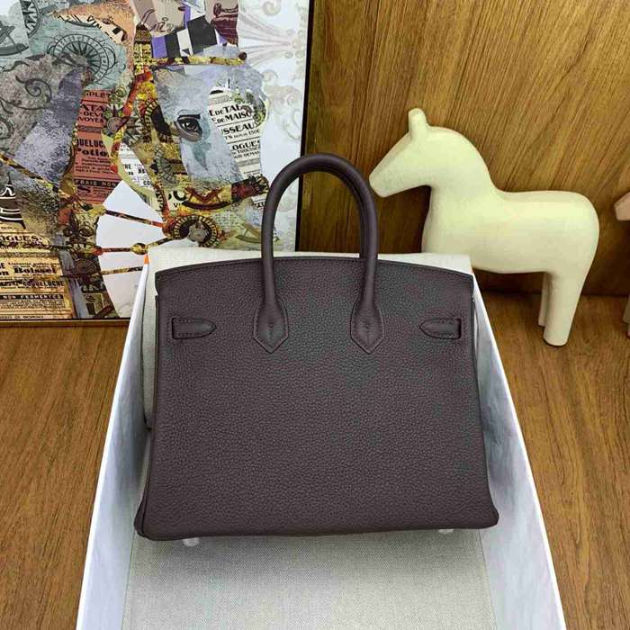 HERMES バーキン 25cm カーフスキン エボニー色 ハンドバッグ 高級感 金具シルバー 25cm Birkin 25cm サイズ:25cm