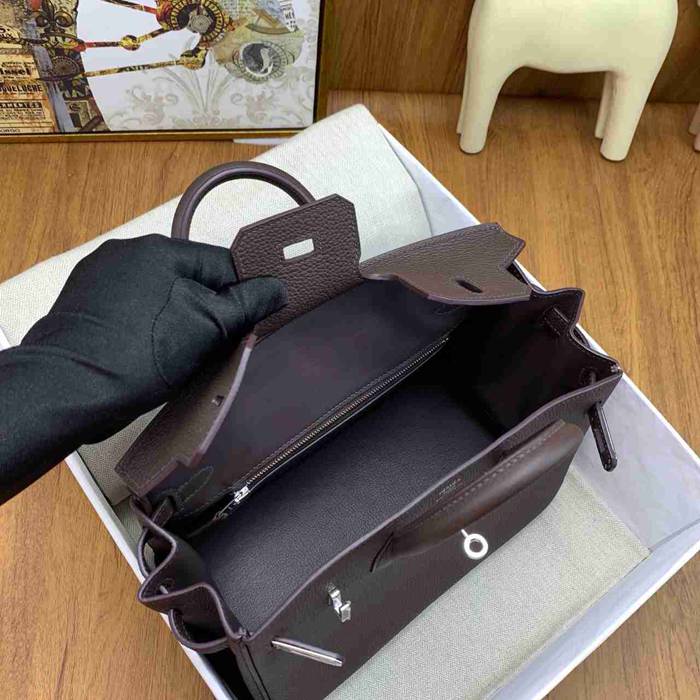 HERMES バーキン 25cm カーフスキン エボニー色 ハンドバッグ 高級感 金具シルバー 25cm Birkin 25cm サイズ:25cm