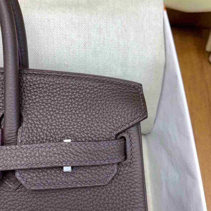 HERMES バーキン 25cm カーフスキン エボニー色 ハンドバッグ 高級感 金具シルバー 25cm Birkin 25cm サイズ:25cm