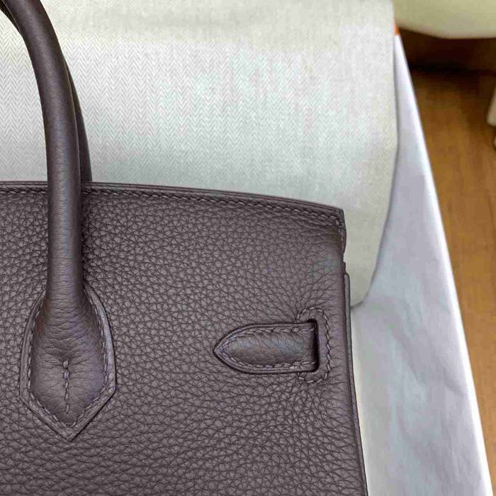 HERMES バーキン 25cm カーフスキン エボニー色 ハンドバッグ 高級感 金具シルバー 25cm Birkin 25cm サイズ:25cm