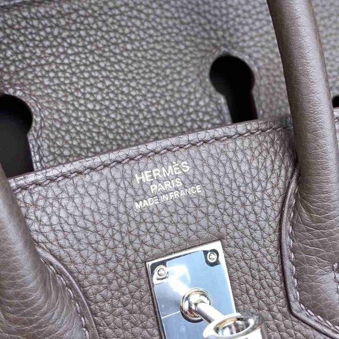 HERMES バーキン 25cm カーフスキン エボニー色 ハンドバッグ 高級感 金具シルバー 25cm Birkin 25cm サイズ:25cm