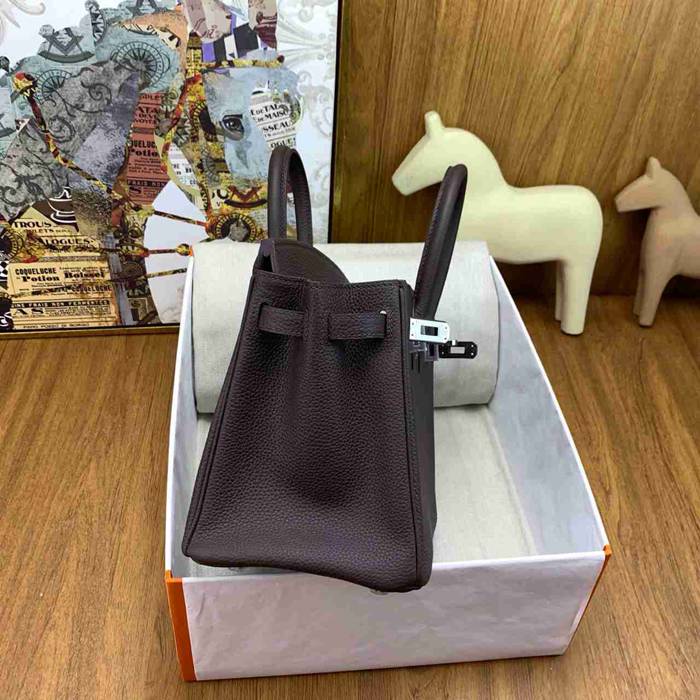 HERMES バーキン 25cm カーフスキン エボニー色 ハンドバッグ 高級感 金具シルバー 25cm Birkin 25cm サイズ:25cm