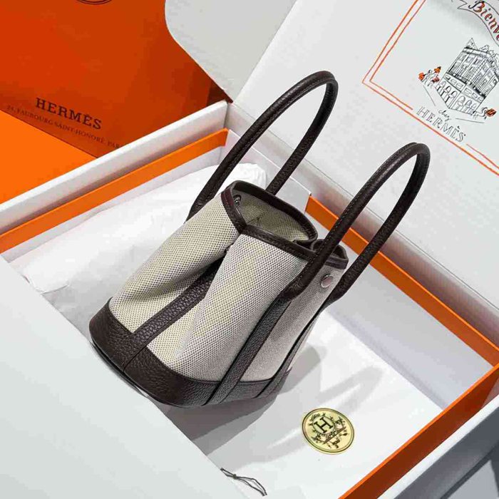 HERMES ガーデン 23cm エボニー色 ハンドバッグ セミハンドメイド 23cm Garden 23cm サイズ:23cm