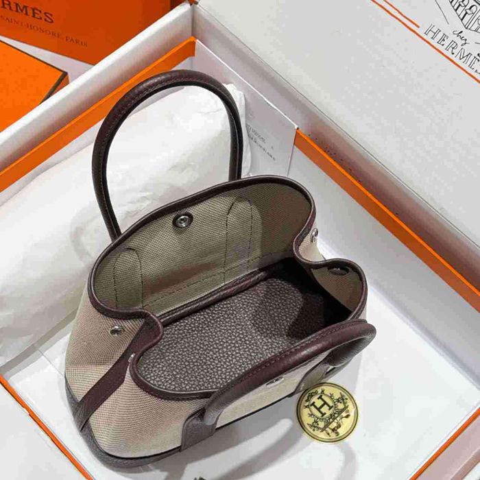 HERMES ガーデン 23cm エボニー色 ハンドバッグ セミハンドメイド 23cm Garden 23cm サイズ:23cm