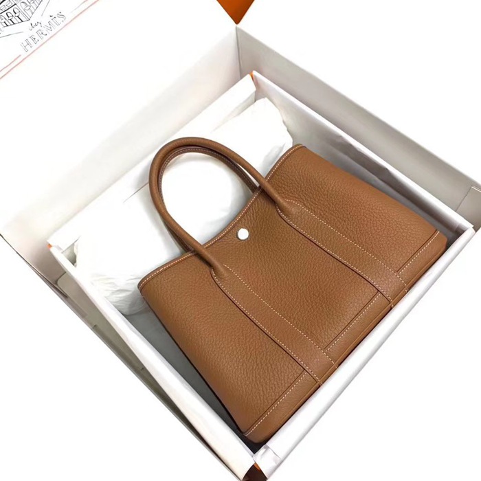 HERMES ガーデン 30cm レザー ブラウン ハンドバッグ セミハンドメイド 30cm Garden 30cm サイズ:30cm