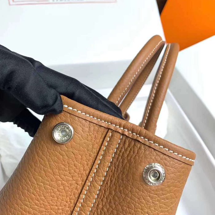 HERMES ガーデン 30cm レザー ブラウン ハンドバッグ セミハンドメイド 30cm Garden 30cm サイズ:30cm