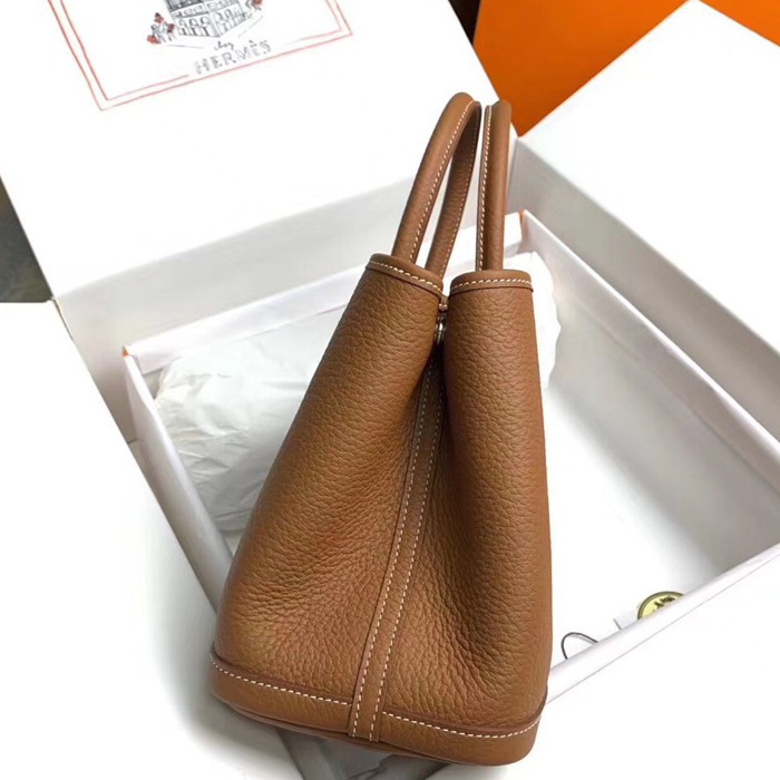 HERMES ガーデン 30cm レザー ブラウン ハンドバッグ セミハンドメイド 30cm Garden 30cm サイズ:30cm