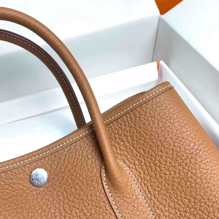 HERMES ガーデン 30cm レザー ブラウン ハンドバッグ セミハンドメイド 30cm Garden 30cm サイズ:30cm