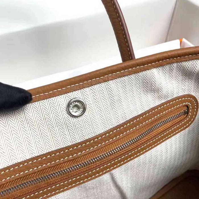 HERMES ガーデン 30cm レザー ブラウン ハンドバッグ セミハンドメイド 30cm Garden 30cm サイズ:30cm