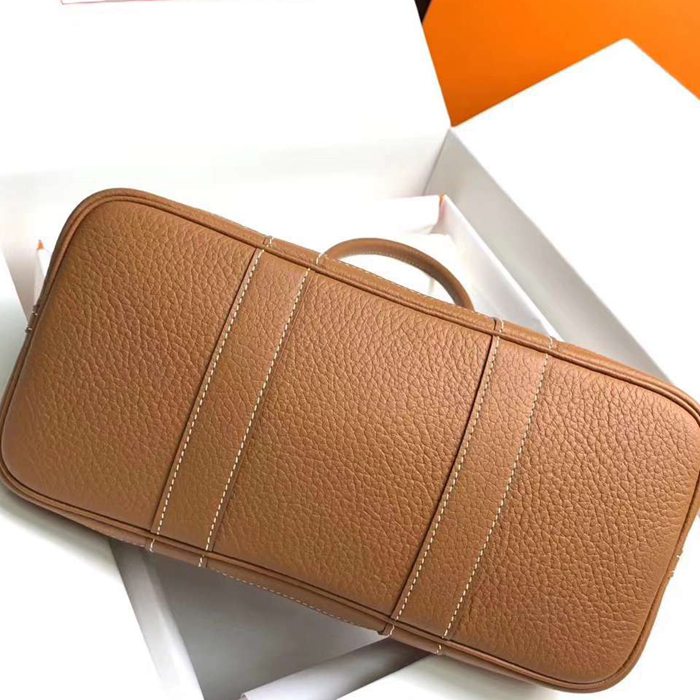 HERMES ガーデン 30cm レザー ブラウン ハンドバッグ セミハンドメイド 30cm Garden 30cm サイズ:30cm
