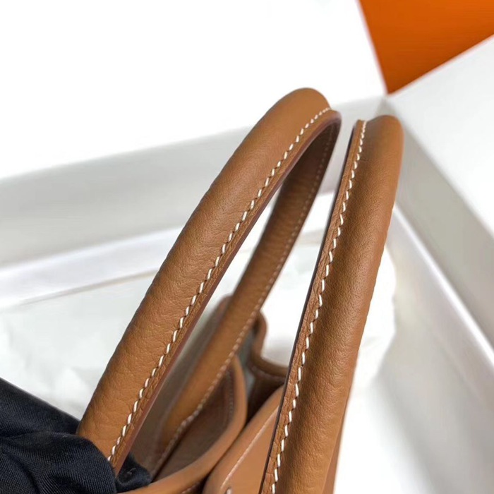 HERMES ガーデン 30cm レザー ブラウン ハンドバッグ セミハンドメイド 30cm Garden 30cm サイズ:30cm