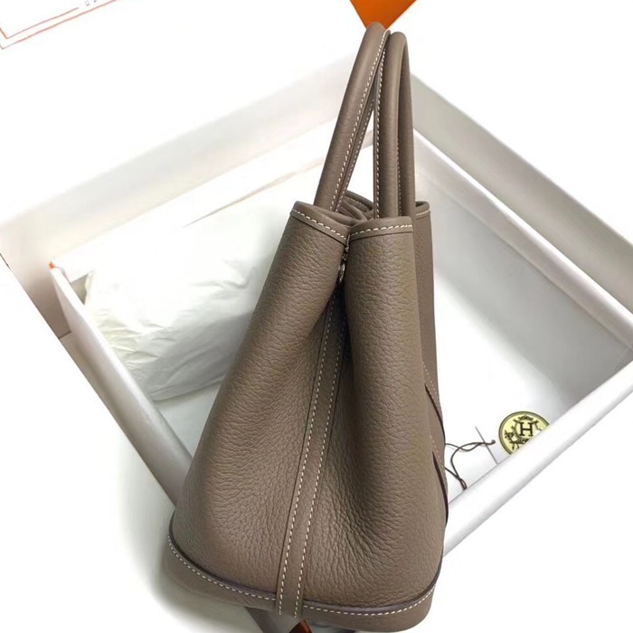 HERMES ガーデン 30cm レザー 象グレー ハンドバッグ セミハンドメイド 30cm Garden 30cm サイズ:30cm