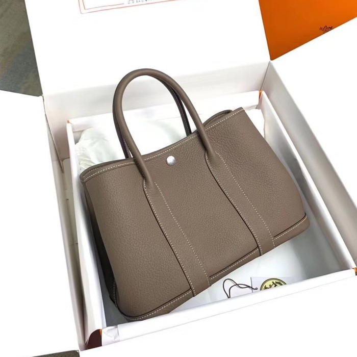 HERMES ガーデン 30cm レザー 象グレー ハンドバッグ セミハンドメイド 30cm Garden 30cm サイズ:30cm