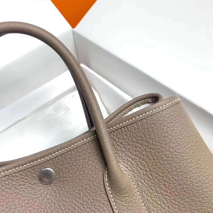 HERMES ガーデン 30cm レザー 象グレー ハンドバッグ セミハンドメイド 30cm Garden 30cm サイズ:30cm