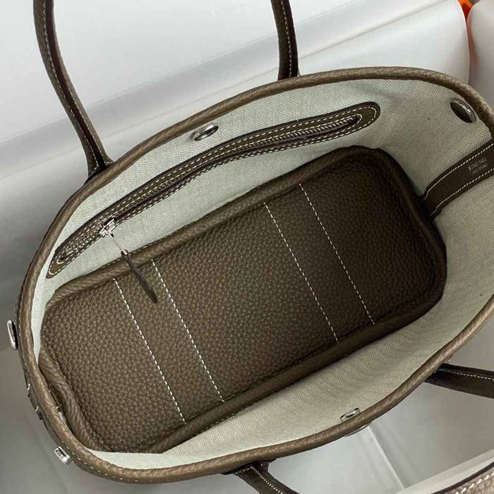 HERMES ガーデン カーフレザー 象グレー ハンドバッグ セミハンドメイド 18cm Garden サイズ:18cm