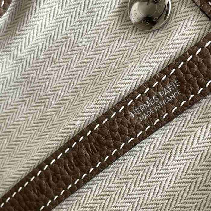 HERMES ガーデン カーフレザー 象グレー ハンドバッグ セミハンドメイド 18cm Garden サイズ:18cm