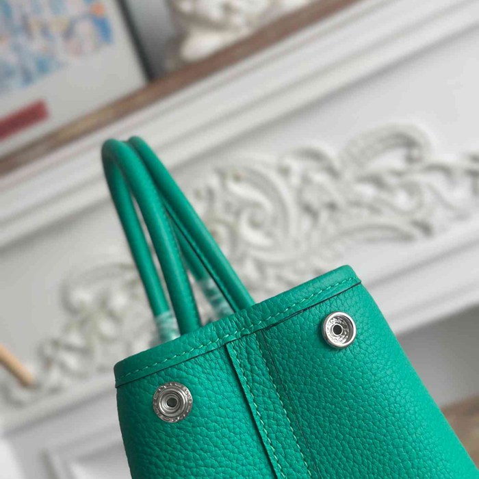 HERMES ガーデン 30cm カーフレザー ミントグリーン ハンドバッグ セミハンドメイド 30cm Garden 30cm サイズ:30cm