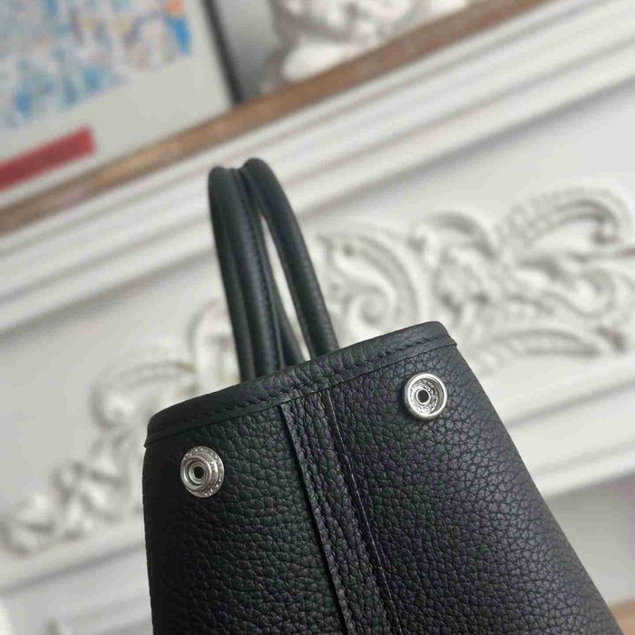 HERMES ガーデン 30cm カーフレザー ブラック ハンドバッグ セミハンドメイド 30cm Garden 30cm サイズ:30cm
