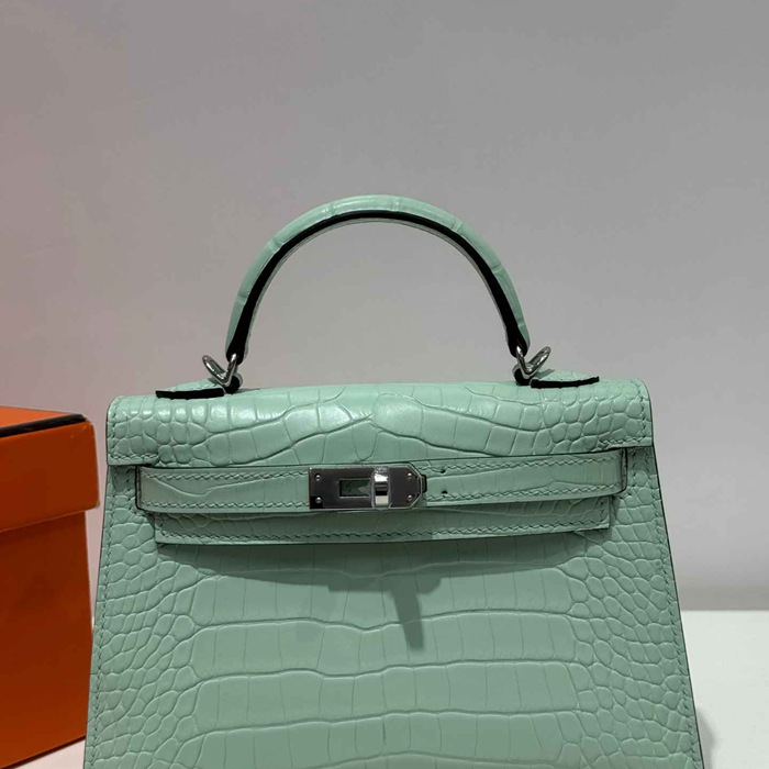 HERMES ケリー 19cm ワニ革 ショルダーバッグ 高品質 金具シルバー 19cm Kelly 19cm サイズ:19cm