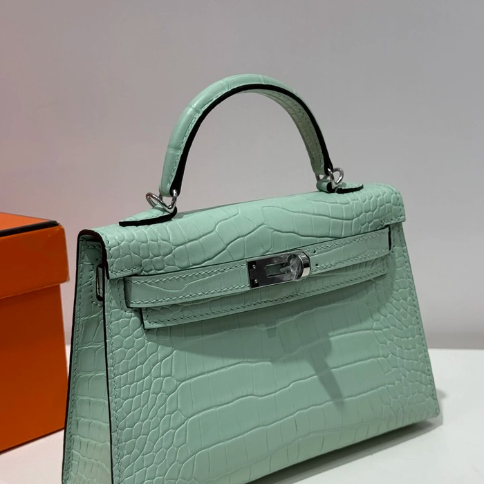 HERMES ケリー 19cm ワニ革 ショルダーバッグ 高品質 金具シルバー 19cm Kelly 19cm サイズ:19cm