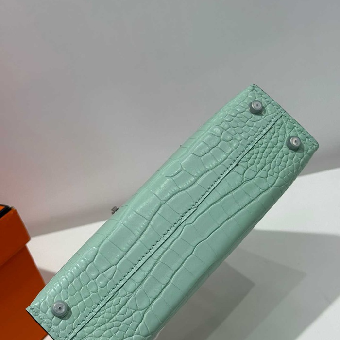 HERMES ケリー 19cm ワニ革 ショルダーバッグ 高品質 金具シルバー 19cm Kelly 19cm サイズ:19cm