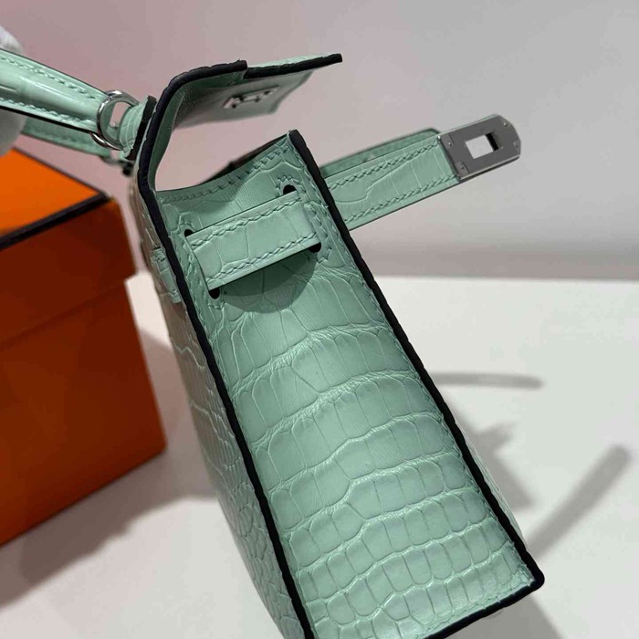 HERMES ケリー 19cm ワニ革 ショルダーバッグ 高品質 金具シルバー 19cm Kelly 19cm サイズ:19cm