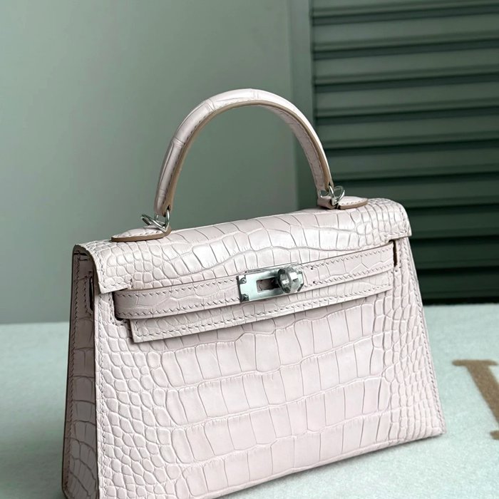 HERMES ケリー 19cm ワニ革 パープル ショルダーバッグ 高品質 19cm Kelly 19cm サイズ:19cm