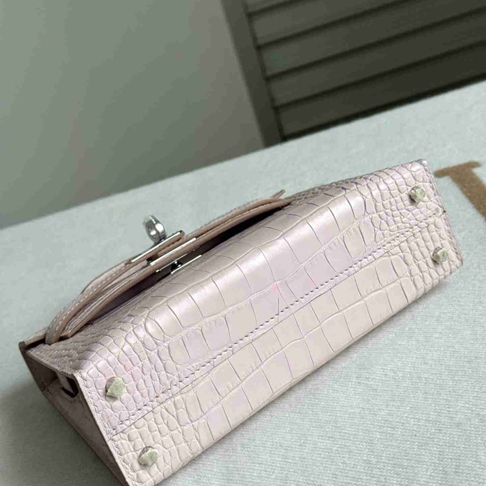 HERMES ケリー 19cm ワニ革 パープル ショルダーバッグ 高品質 19cm Kelly 19cm サイズ:19cm