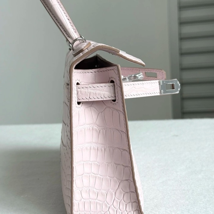 HERMES ケリー 19cm ワニ革 パープル ショルダーバッグ 高品質 19cm Kelly 19cm サイズ:19cm