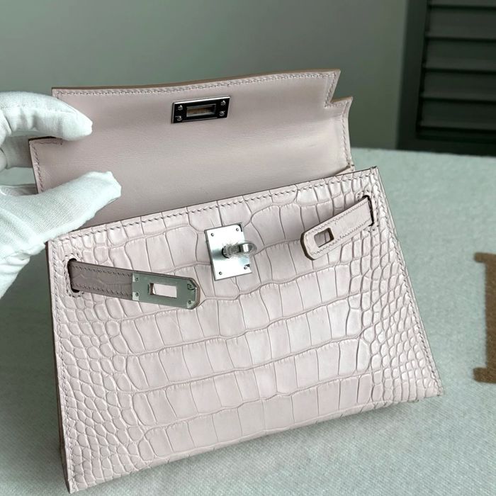 HERMES ケリー 19cm ワニ革 パープル ショルダーバッグ 高品質 19cm Kelly 19cm サイズ:19cm